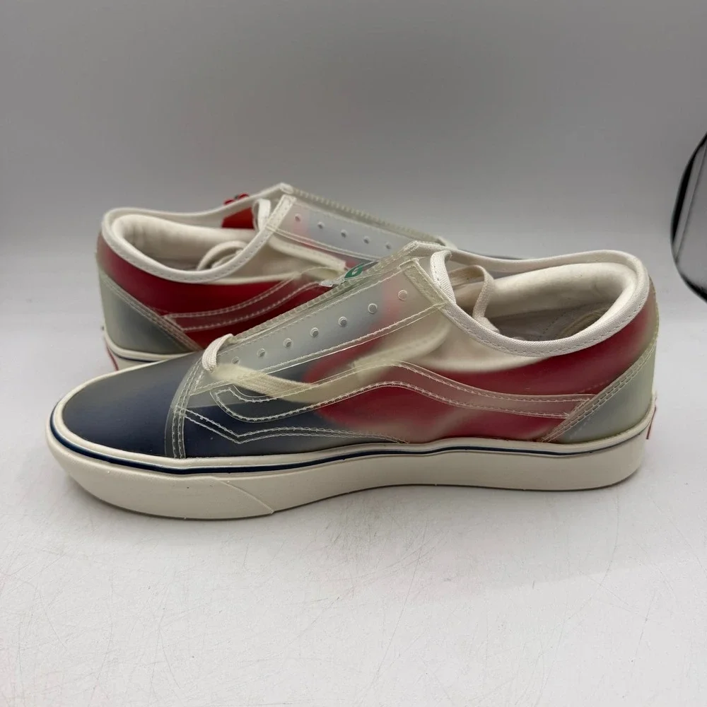 VANS ComfyCush Slip-Skool Shoes Mens Sz 12 Navy Blue/Red Low Top Sneakers Skate